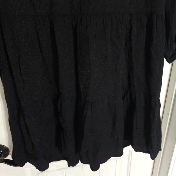 Nation Ltd Womens Dress Liza Black Leopard Animal Trapeze Mini Tiered Ruffle M - Picture 5 of 13